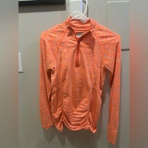 Athleta Fast Track Space Dye Heathered Quarter Zip Long Sleeve Size M Orange